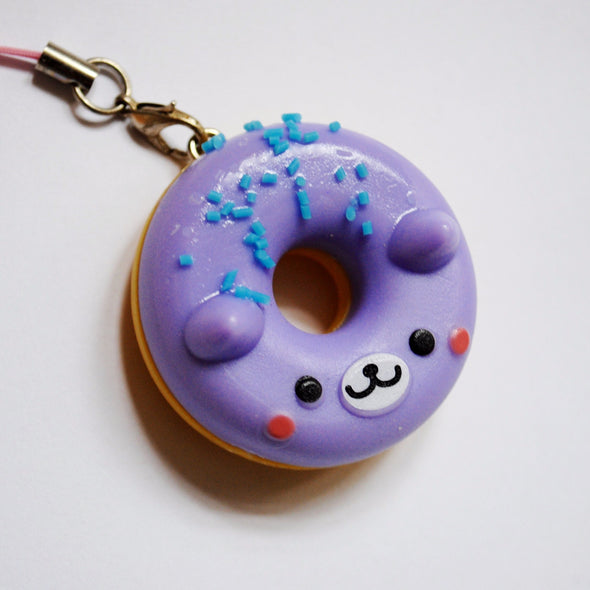 Kawaii bear-face donut phone charm