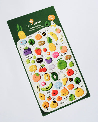 Funny fruits puffy stickers