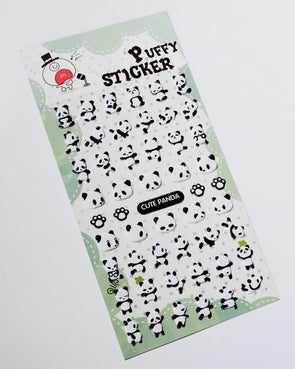 Kawaii posing panda puffy stickers