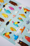 Kawaii exotic birds puffy stickers