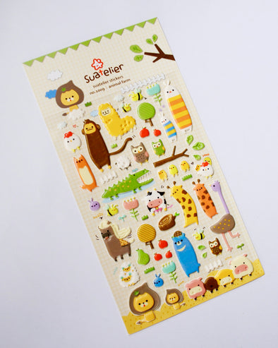 Adorable animal assortment puffy stickers