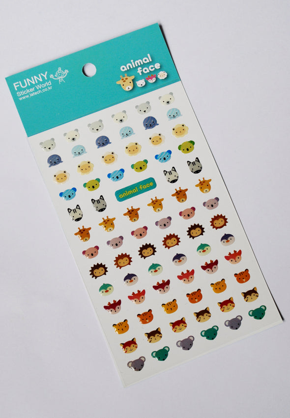 Cute animal face gel stickers