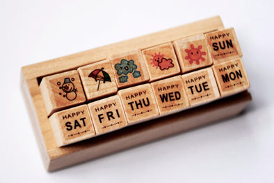 Week of weather 12-piece mini wooden stamper set