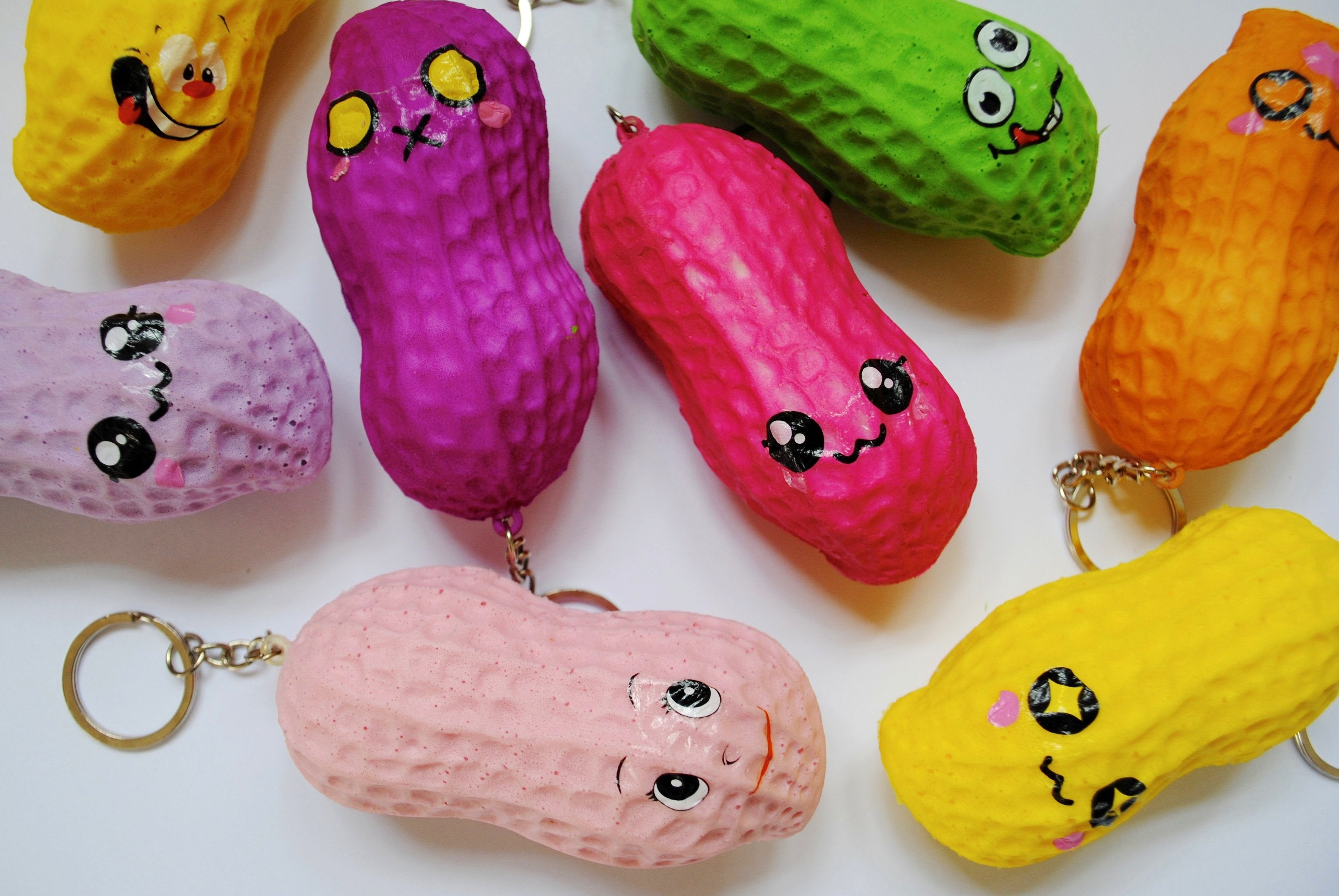 Squishy Key Rings Flamboyant giant peanut scented squishy keyring – Cute Delight